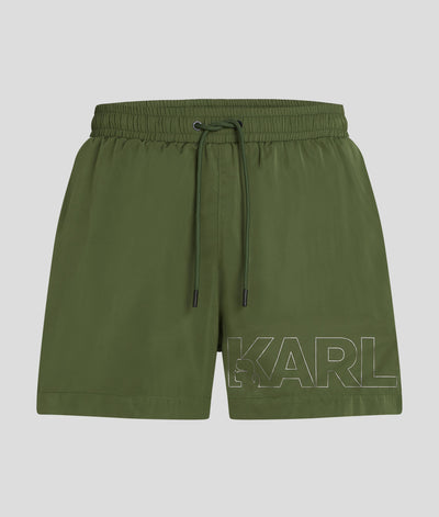 METALLIC KARL LOGO SHORT-LENGTH BOARDSHORTS
