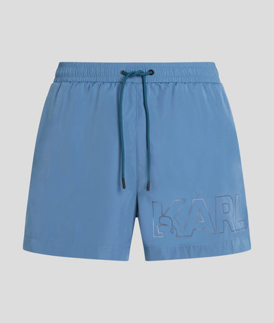 METALLIC KARL LOGO SHORT-LENGTH BOARDSHORTS