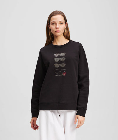 RHINESTONE SUNGLASSES SWEATSHIRT