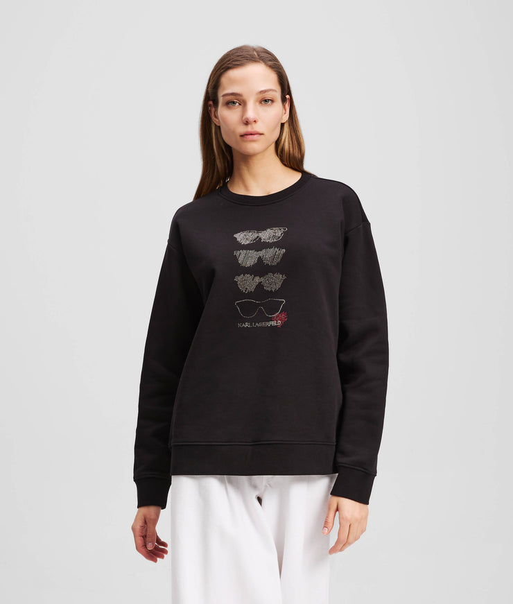 RHINESTONE SUNGLASSES SWEATSHIRT