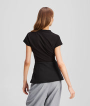 FABRIC MIX V-NECK TOP