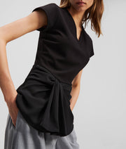 FABRIC MIX V-NECK TOP